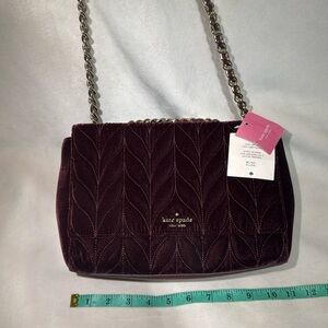 Kate Spade Briar Lane Quilted Velvet Mini Emelyn In Cherry Wood